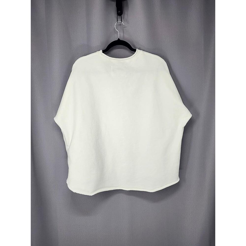 Frank & Eileen Sweatshirt Womens Large White Crewneck Pullover Raw Hem Cotton - Picture 2 of 11